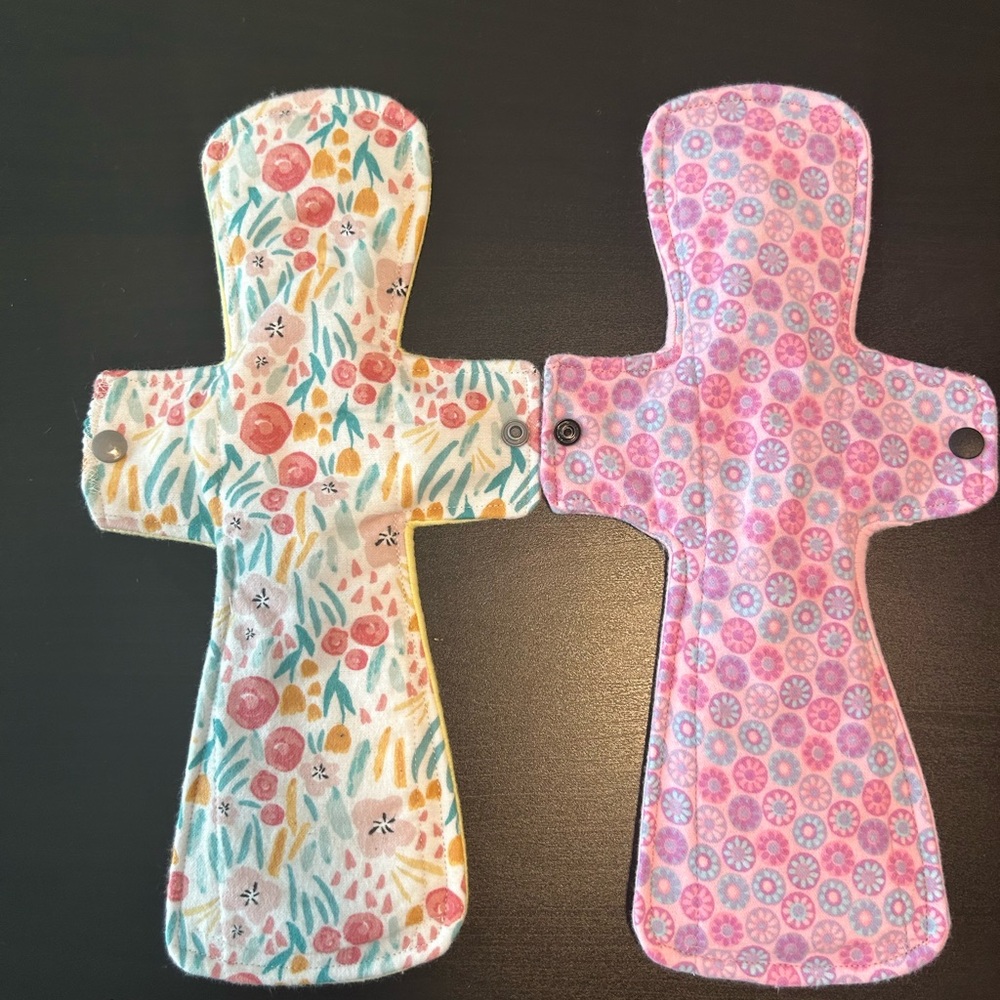 Reusable Sanitary Cloth Pads - Pink & Floral - Unscented Comfort